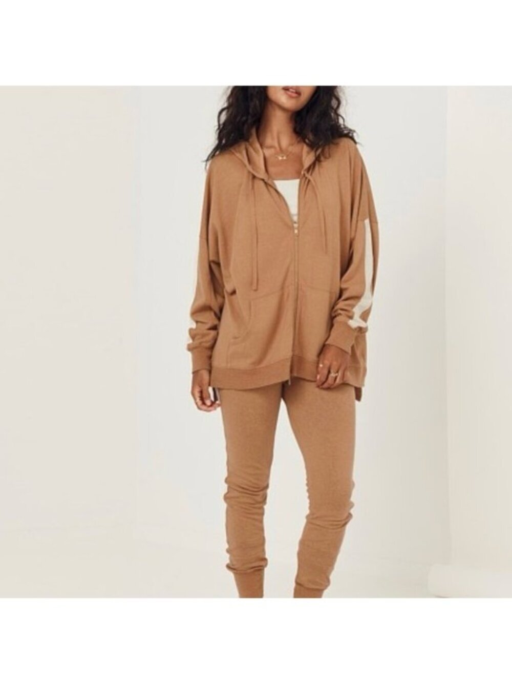 Spell VGUC Maverick Racer Stripe Hoodie in Caramel, Size M